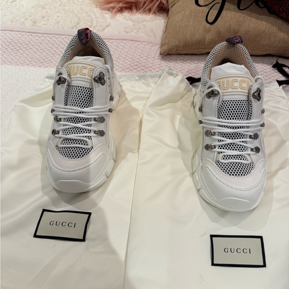 Gucci  Flastreck White and Gray Women's Sneakers